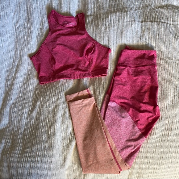 Outdoor Voices Pants - Outdoor Voices Athena Top + Springs Leggings Set - Flamingo